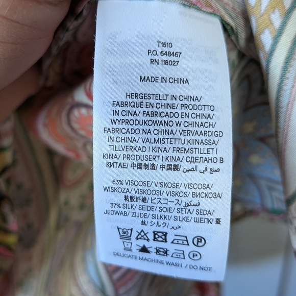 BODEN Romantic Top Women Colorful Blouse Size 2 Silk And Viscose Fabric Loose - Picture 11 of 15